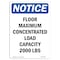Signmission OSHA Sign, 10" H, Rigid Plastic, NOTICE Floor Maximum Concentrated Sign, Portrait, V-15687 OS-NS-P-710-V-15687 - alternate 1